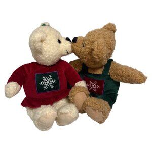 Hallmark Christmas Plush Kiss Kiss Mistletoe Kissing Bears Magnetic Noses 9"